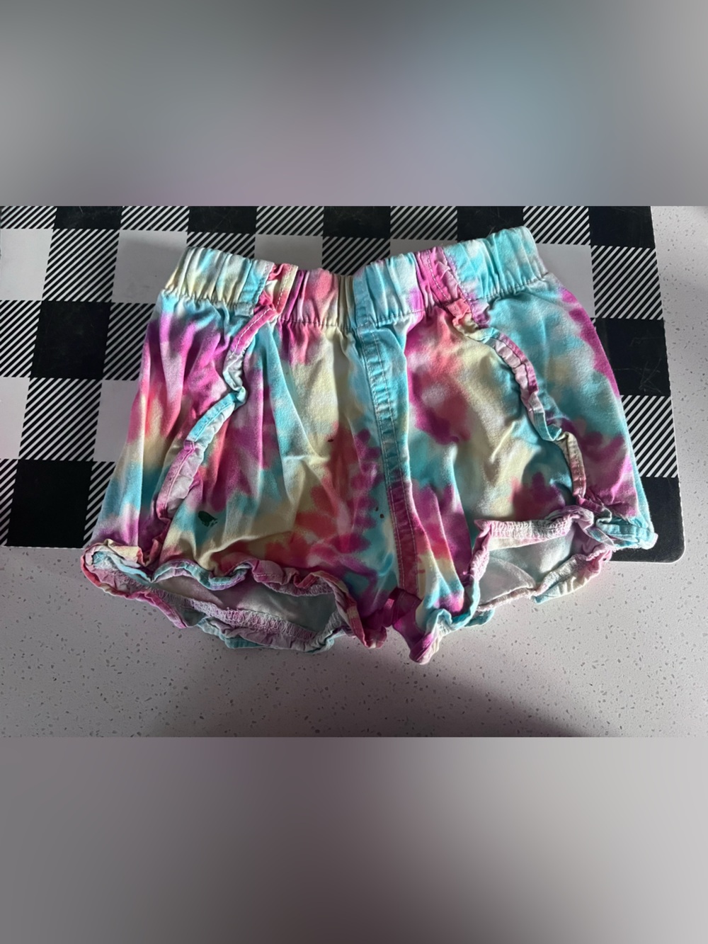 Tie-Dye Ruffle Hem Kids Shorts - Multicolor